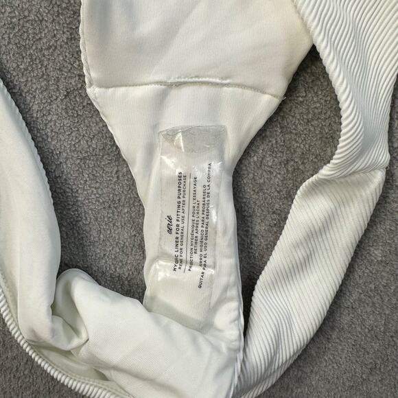 Aerie Cheekier White Ribbed Bikini Bottom Size X-Large Swim Beach New - Picture 6 of 7